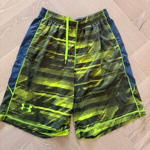 Under Armour Neon Yellow and Black Athletic Shorts